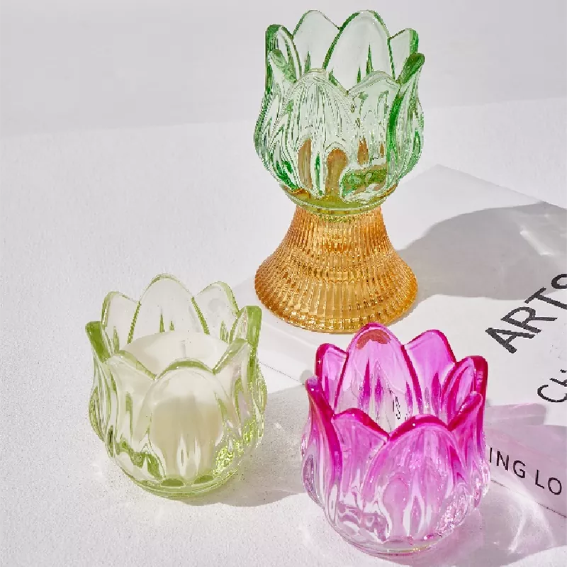 Värilliset merveill florales lasi kynttilänjalka