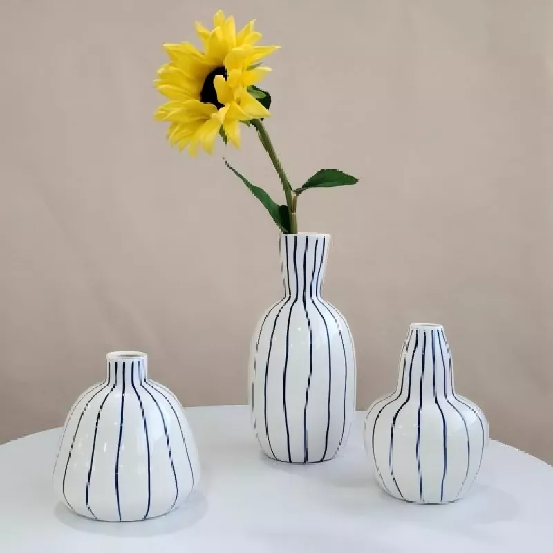 Geometrinen linjakeraaminen maljakko